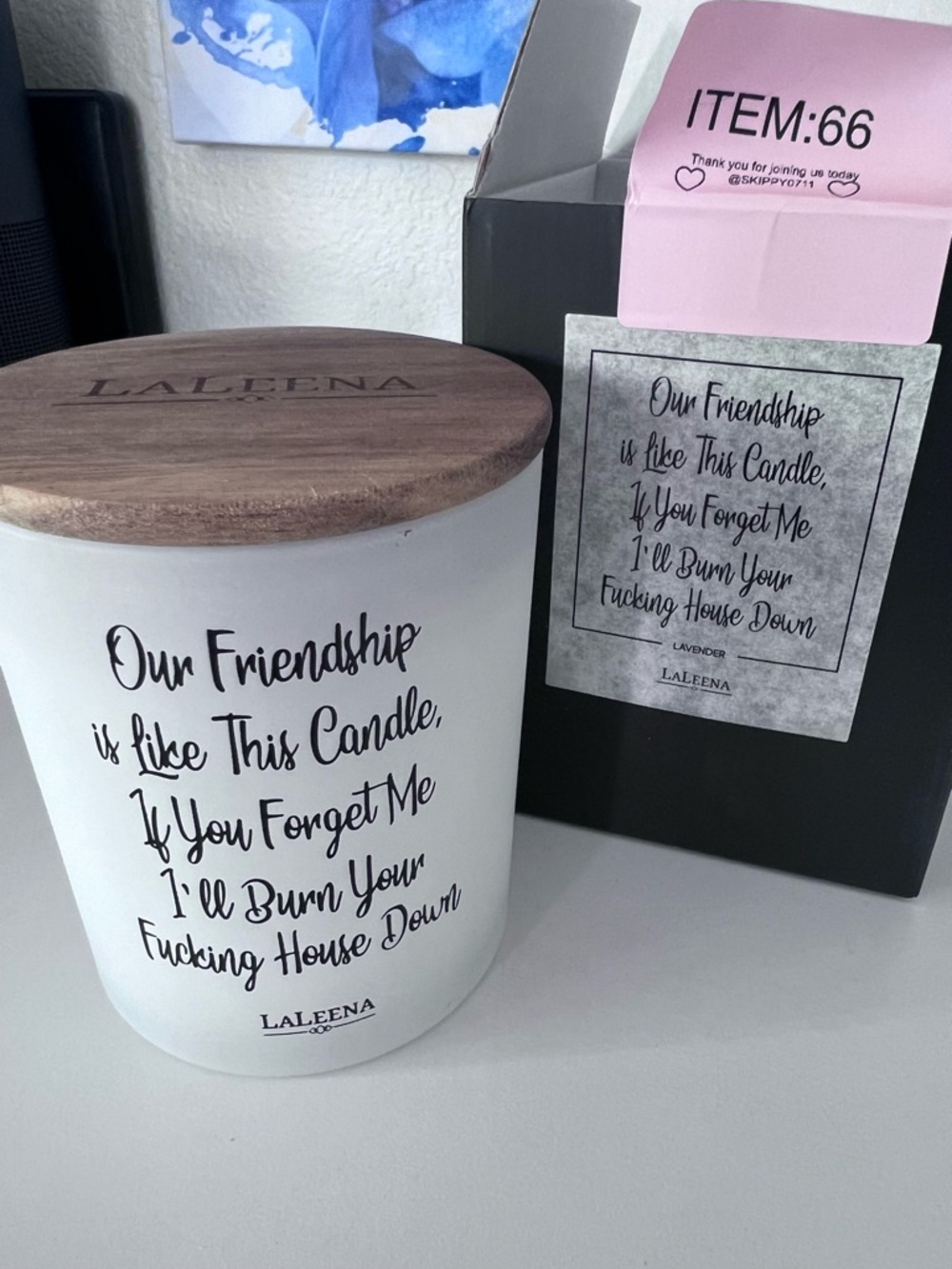 Funny Friendship Single Wick Candle Lavender Scented with Wood Lid